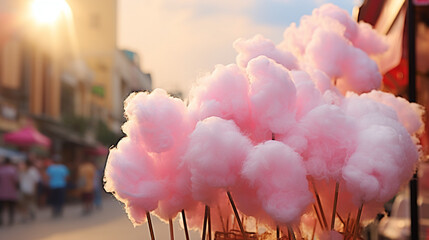 close up of delicious cotton candy. - obrazy, fototapety, plakaty