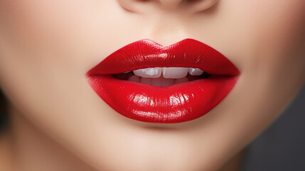 Obraz premium woman with red painted lips