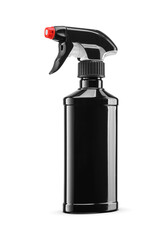 Multi-purpose detergent in black plastic trigger sprayer bottle isolated. Transparent PNG image.