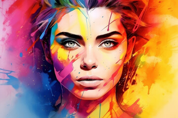 Obraz na płótnie Canvas colorful woman portrait image with colorful background
