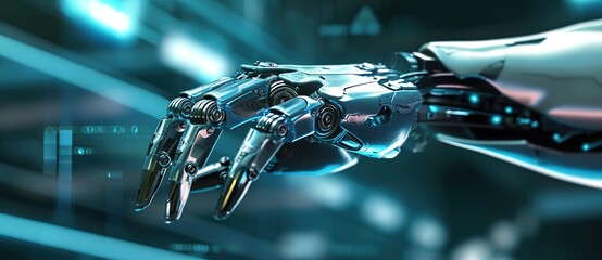Futuristic robotic arm, advanced technology and artificial intelligence concept