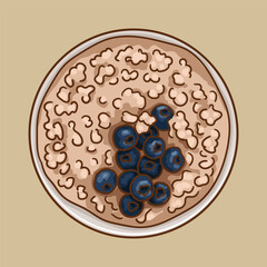 Sweet oatmeal with fresh blueberries