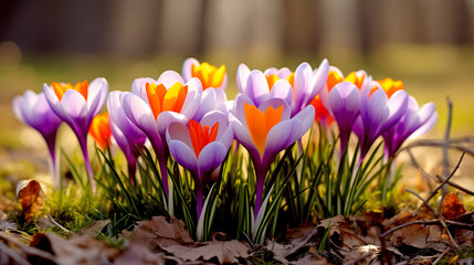 Spring crocus flowers
