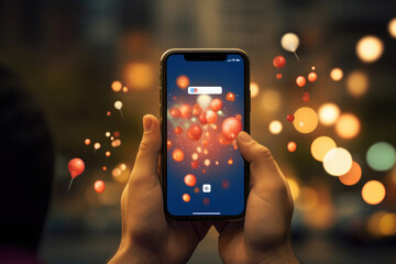 Glowing Bonds: Smartphone Embrace in Romantic Tones