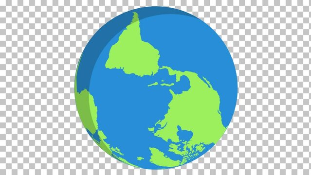 Flat design spinning Earth isolated on white. Animation of planet Earth.
