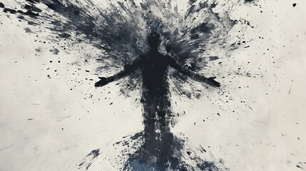 Abstract Art: Minimalist Energy Burst on White Canvas