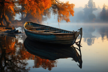 Rowing through Autumn Bliss on a Calm Lake