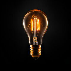 glowing edison bulb on a black background created with Generative Ai