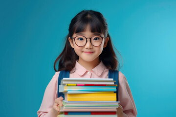 Smart Style: Young Asian Student Posing with Books