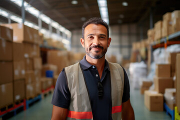 Warehouse Excellence: Hispanic Supervisor in Charge