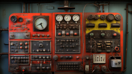 Old electrical equipment abstract background. - obrazy, fototapety, plakaty