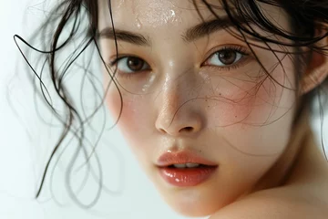 Poster 素肌の綺麗な日本人メイクモデルのポートレート（白背景・美肌・透明感） © Maki_Japan
