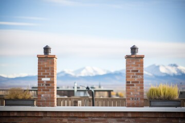 rustic prairie chimneys with backdrop of mountains
