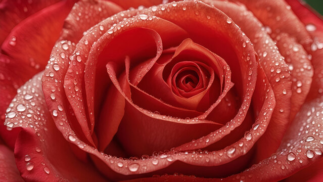 Experience the intricate beauty of a macro close up photograph of a vibrant red rose