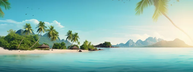 Foto auf Acrylglas Bora Bora, Französisch-Polynesien Flyer or banner design for vacations and travel destination, sale and promotion campaign.