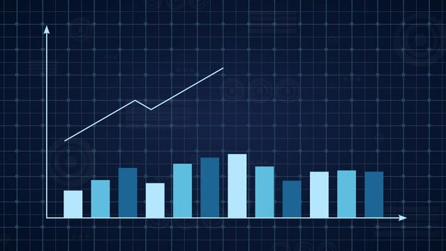 Futuristic computer screen big data analytic science technology HUD interface, business finance investment symbol artificial intelligence graph and data analysis