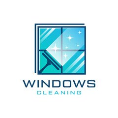 Naklejka premium Window cleaning service logo. Window glass cleaning vector logo 