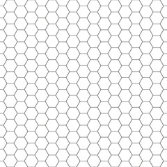 Geometric seamless pattern. Repeating hexagon lattice. Repeated black honeycomb isolated on white background. Modern abstract hexagonal design for prints. Repeat line texture. Vector illustration