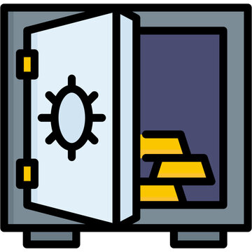 open safe with gold bars clip art preview
