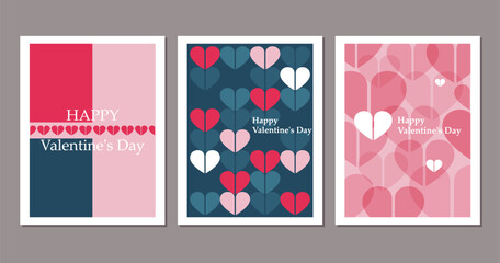 Valentines day greeting cards set. Vector illustration in flat style.
