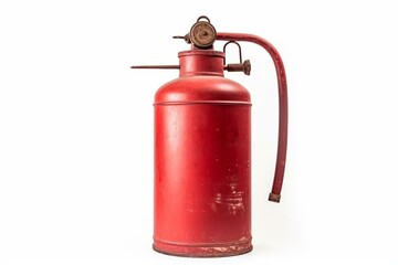 Antique red retro old fire extinguisher isolated on white background. Generative AI - obrazy, fototapety, plakaty