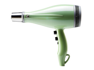 Green Hairdryer, isolated on a transparent or white background