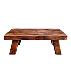 front view close up of Rustic Wood coffee table isolated on a white transparent background