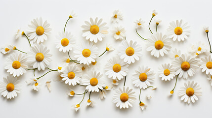 Delicate chamomile flowers bloom brilliantly