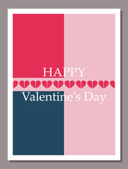 Valentine's day greeting card concept in retro style with hearts and lettering. Vector illustration.