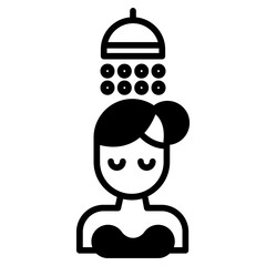 Woman Shower solid glyph icon