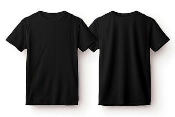 The photo shows a black and white t-shirt hanging on a white background. The t-shirt has a round neck, short sleeves, and a loose fit.