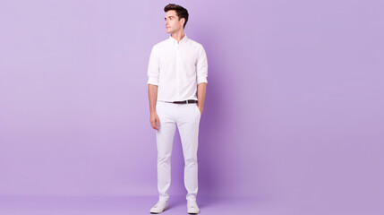 Mockup of man in white shirt and jeans 