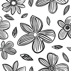 Seamless pattern, vector drawing of flowers, natural background
