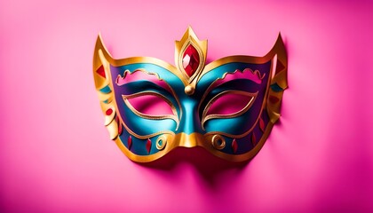 Masque de carnaval sur fond rose - obrazy, fototapety, plakaty