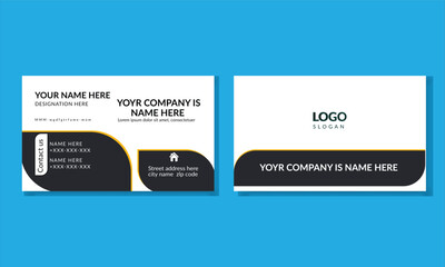 Double site  modern business card print templates. Personal visiting card with company logo And name . Vector clean Design  design element & goid,$  premium Design 