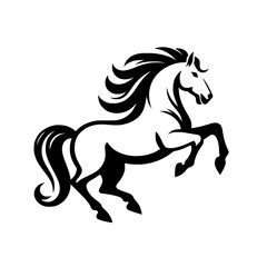 High Quality Vector Logo of a Majestic Rearing White Horse. Versatile Symbol of Strength and Elegance for Logos, Branding, and Marketing. Isolated on White Background for Seamless Integration.