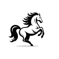 High Quality Vector Logo of a Majestic Rearing White Horse. Versatile Symbol of Strength and Elegance for Logos, Branding, and Marketing. Isolated on White Background for Seamless Integration.