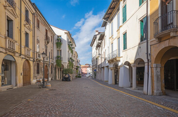Fototapeta na wymiar Vicenza - The street of old town.