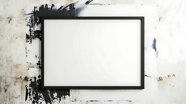 Simple artists rendition of a thin black frame - rustic handdrawn style full color on white canvas