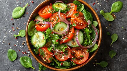 Healthy vegetable salad with fresh tomato