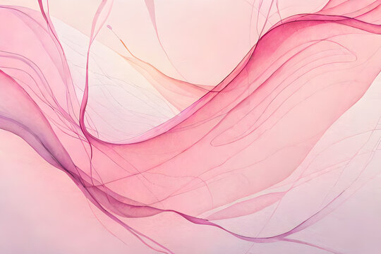 abstract wavy pink watercolor stain and brushstroke