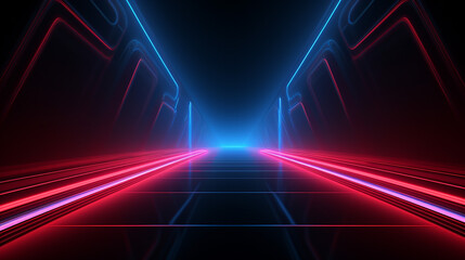 Fototapeta premium abstract background with red blue neon light 3d render.