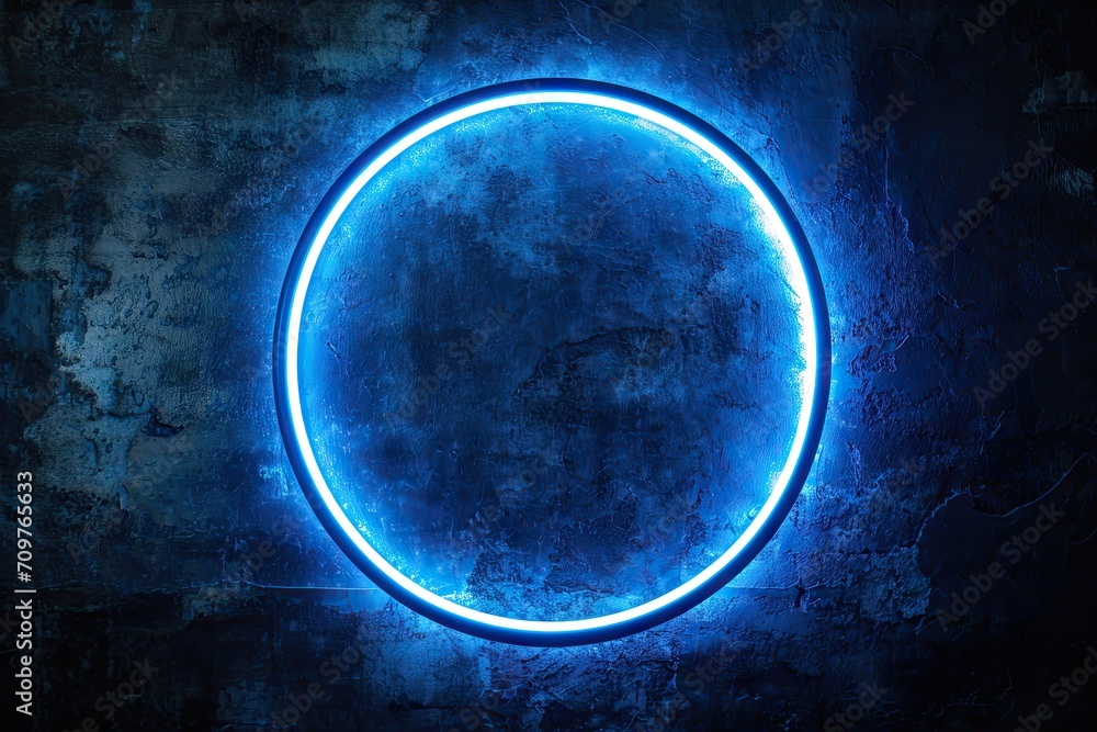 Poster luminous cosmic portal. enchanting visual of glowing blue circular effect creating captivating and f