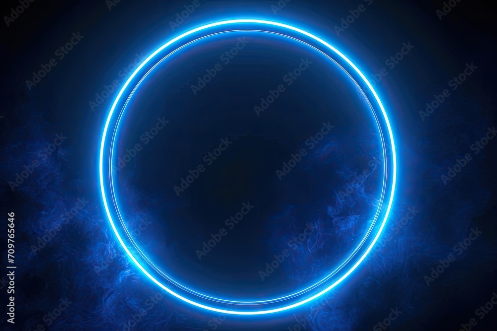 Poster luminous cosmic portal. enchanting visual of glowing blue circular effect creating captivating and f