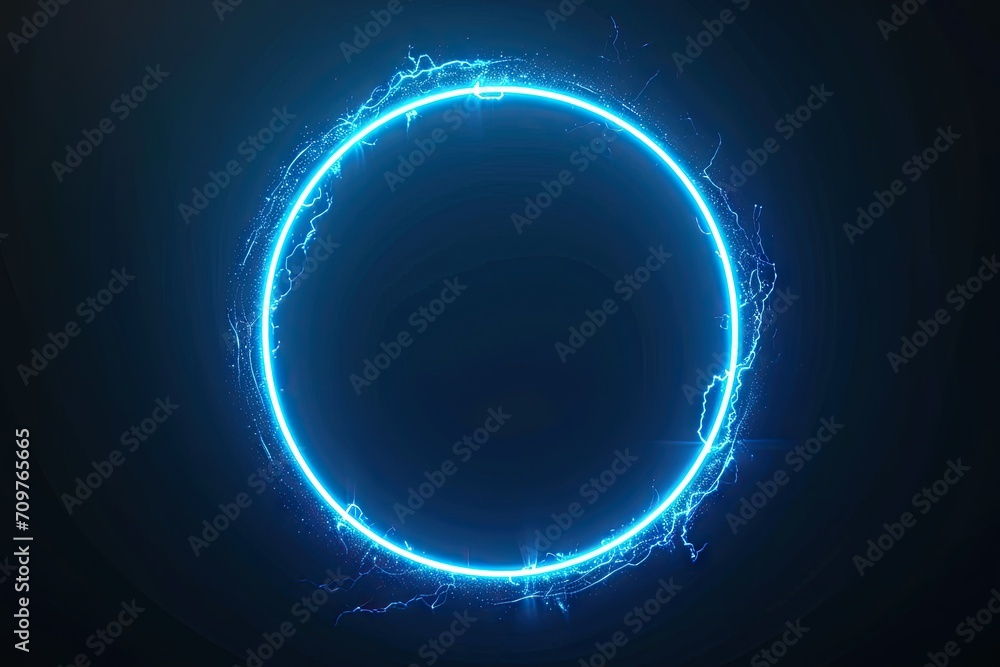 Poster luminous cosmic portal. enchanting visual of glowing blue circular effect creating captivating and f
