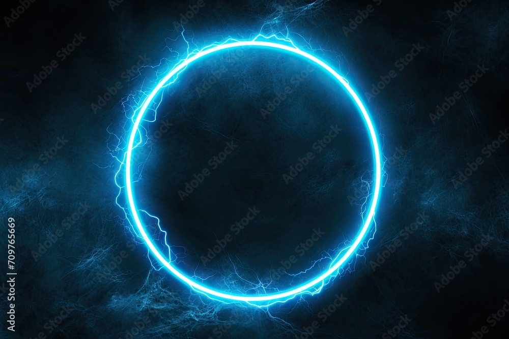 Poster luminous cosmic portal. enchanting visual of glowing blue circular effect creating captivating and f