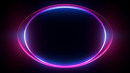 Obraz premium glowing pink blue neon lines rounded geometric background 3d render
