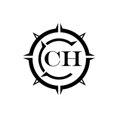 CH letter design. CH letter technology logo design on a white background.