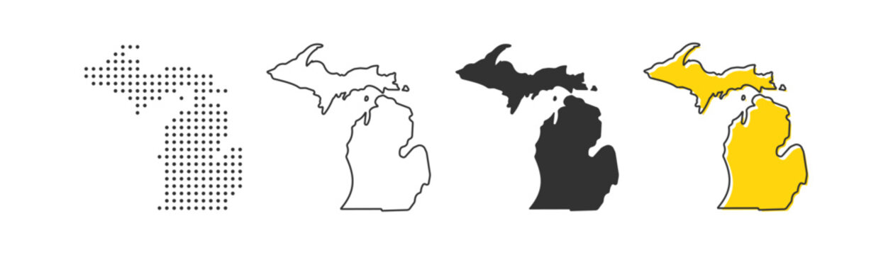 Michigan state map of USA country. Geography border of American town. Vector illustration.