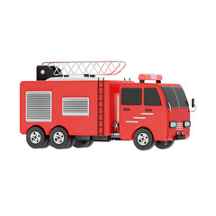 Fototapeta na wymiar 3d fire truck icon illustration, transparent background, emergency and services 3d set
